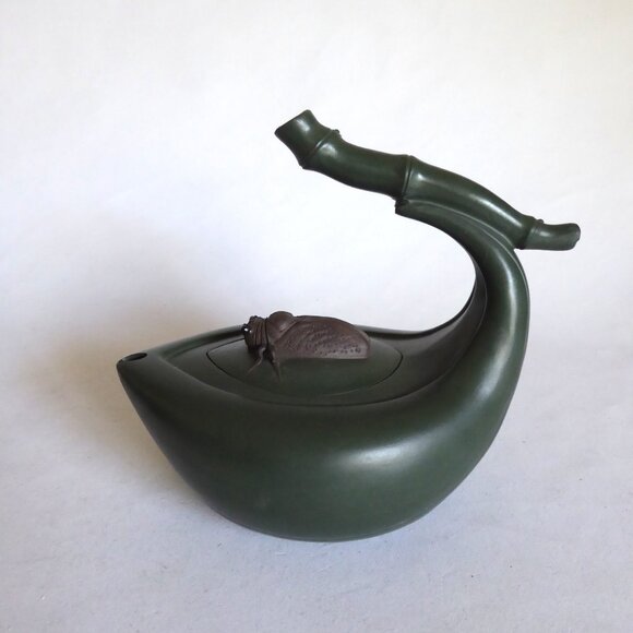 VINTAGE NEW TRADITIONAL CHINESE YIXING CICADA LEAF HANDMADE CLAY TEAPOT CUP SET - Picture 6 of 16